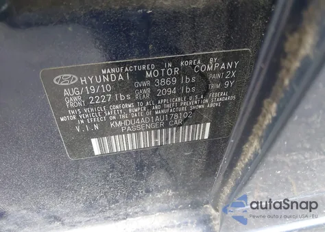 2010 Hyundai Elantra Gls from USA, damaged, VIN KMHDU4AD1AU178102